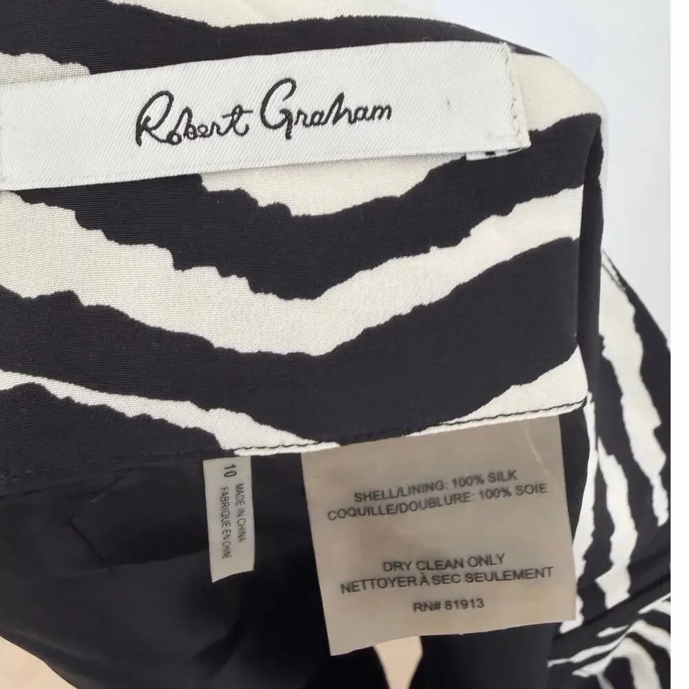 Robert Graham Shannon Floral Zebra Print Silk Skirt 10